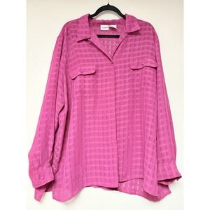 Liz Baker Women's Pink Sheer Long Sleeve Blouse Size 24W